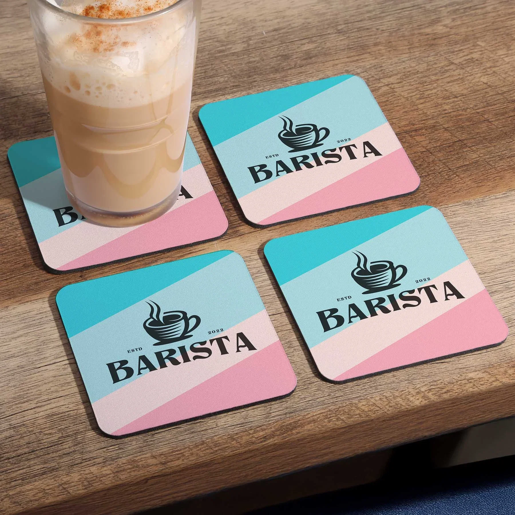 4 Pc. reGen Recycled Polyester Square Dye Sub Coaster Set — view 2