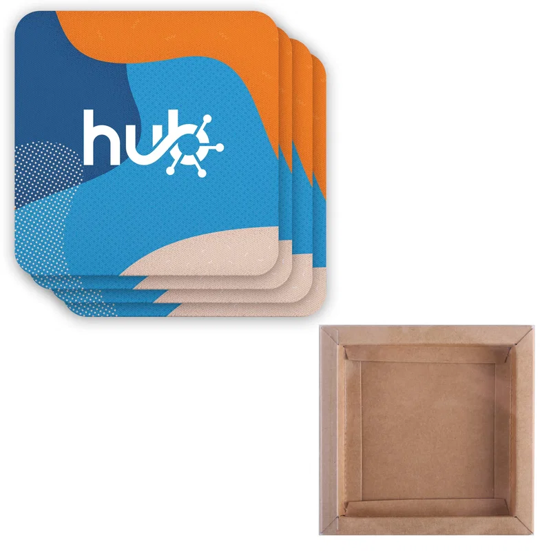 4 Pc. reGen Recycled Polyester Square Dye Sub Coaster Set — view 3