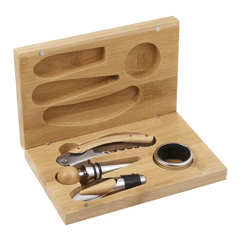 Personalized Bamboo Wine Gift Set (4 Piece) — view 3
