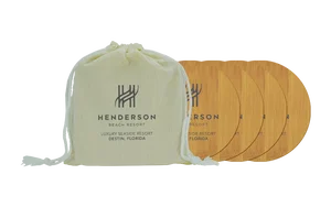 4-Piece Round Bamboo Coaster Set