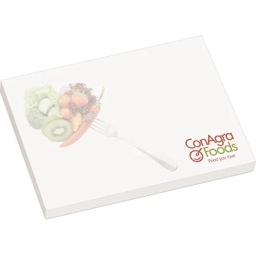 4x3 inch sticky note pad, 50 sheets, full color printed white paper