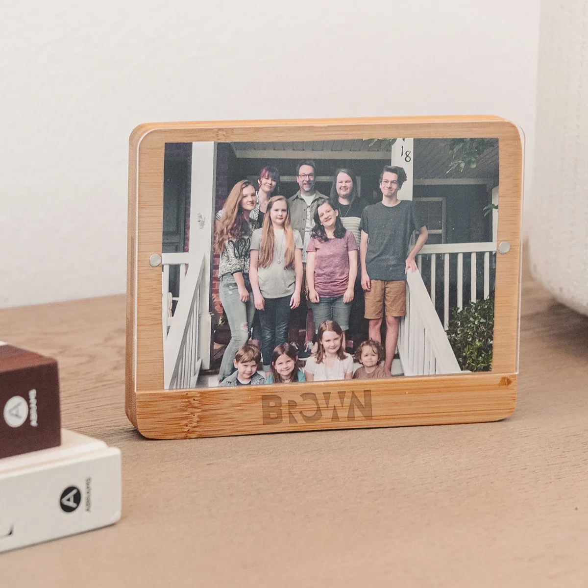 4" X 6" Holliston Bamboo Photo Frame shown in a real setting