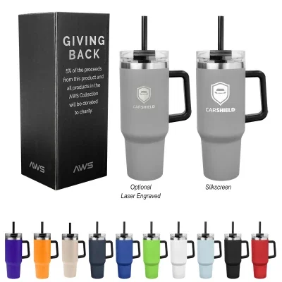 Ten-inch stainless steel tumbler with a 40 ounce fill capacity.