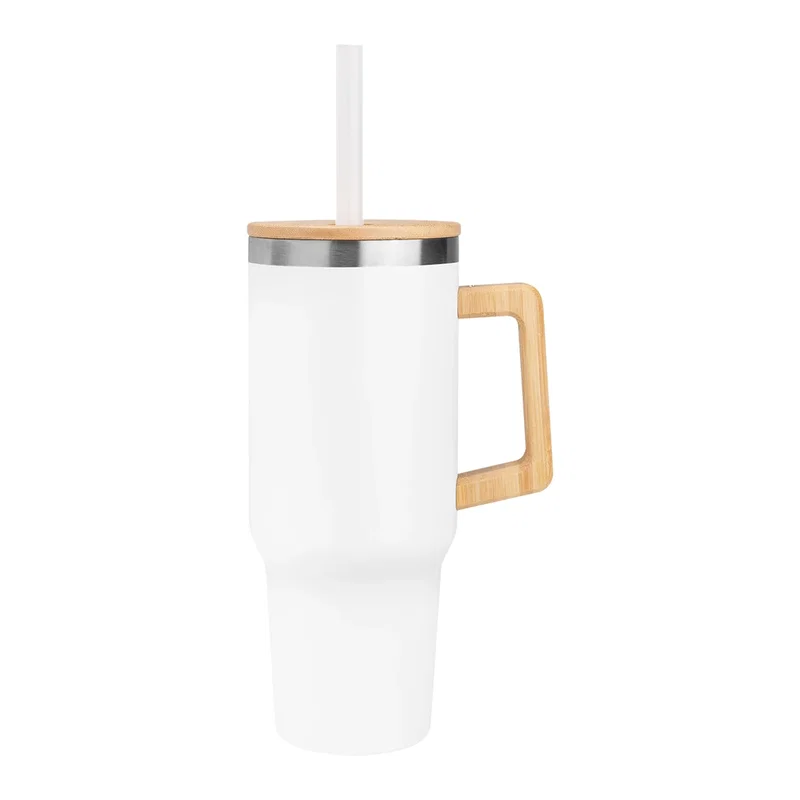 Lid lifted away from the wide drinking opening