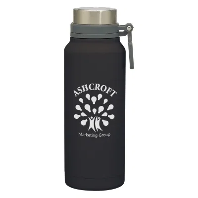 Forty ounce stainless steel growler standing just under eleven inches
