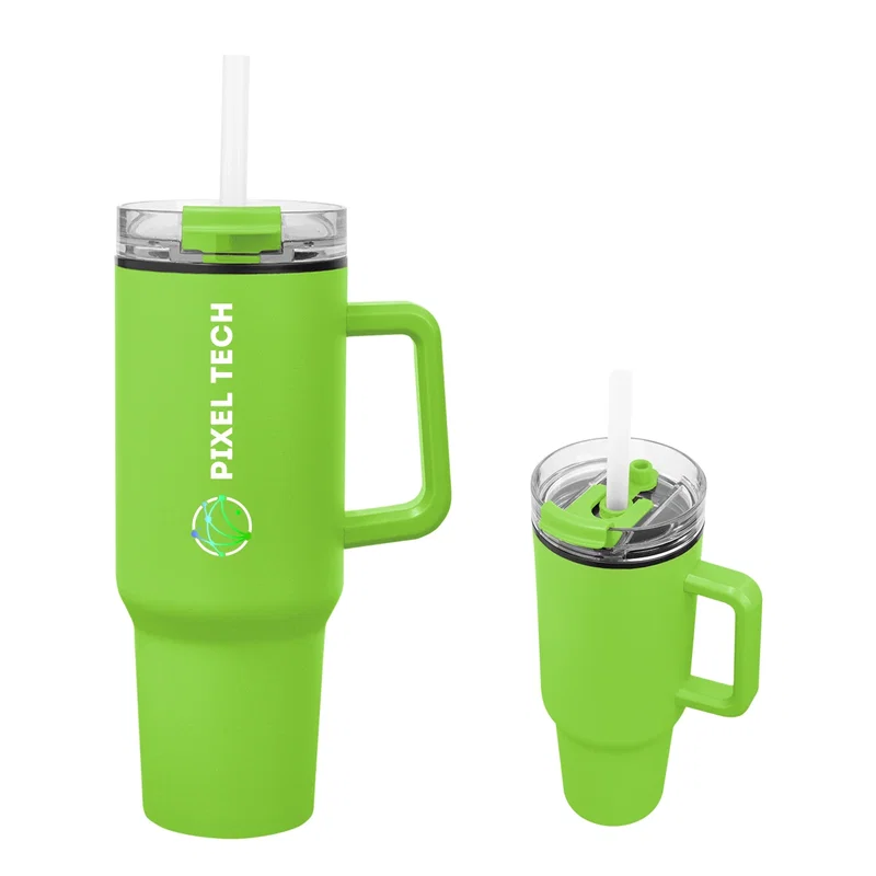 Three-quarter angle showing both face and side of the cup