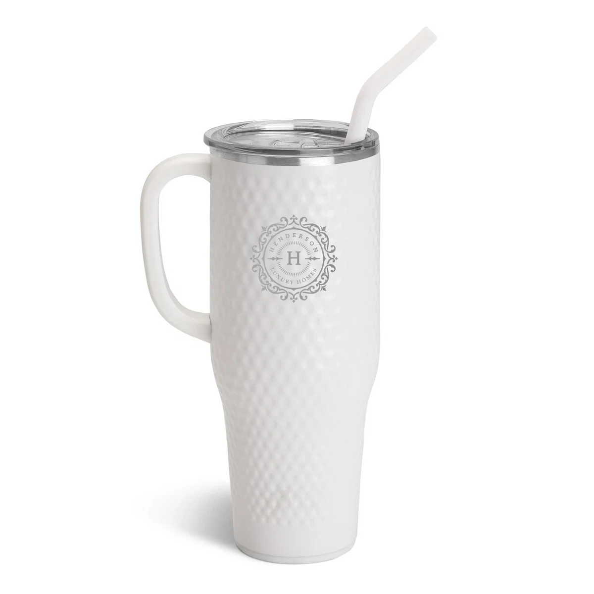 Handle and lid detail on the golf themed drinkware