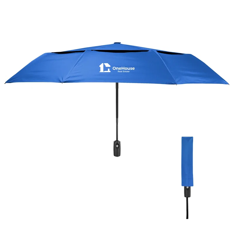 Royal blue umbrella opened to show its full 42 inch span