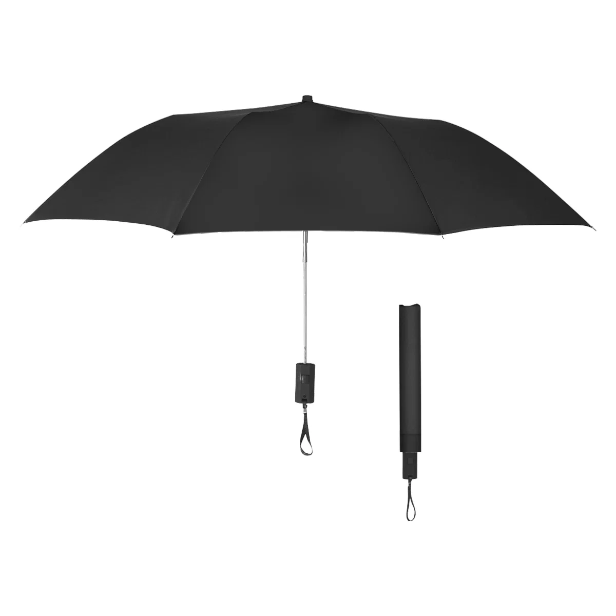 Blue canopy version of the compact folding umbrella