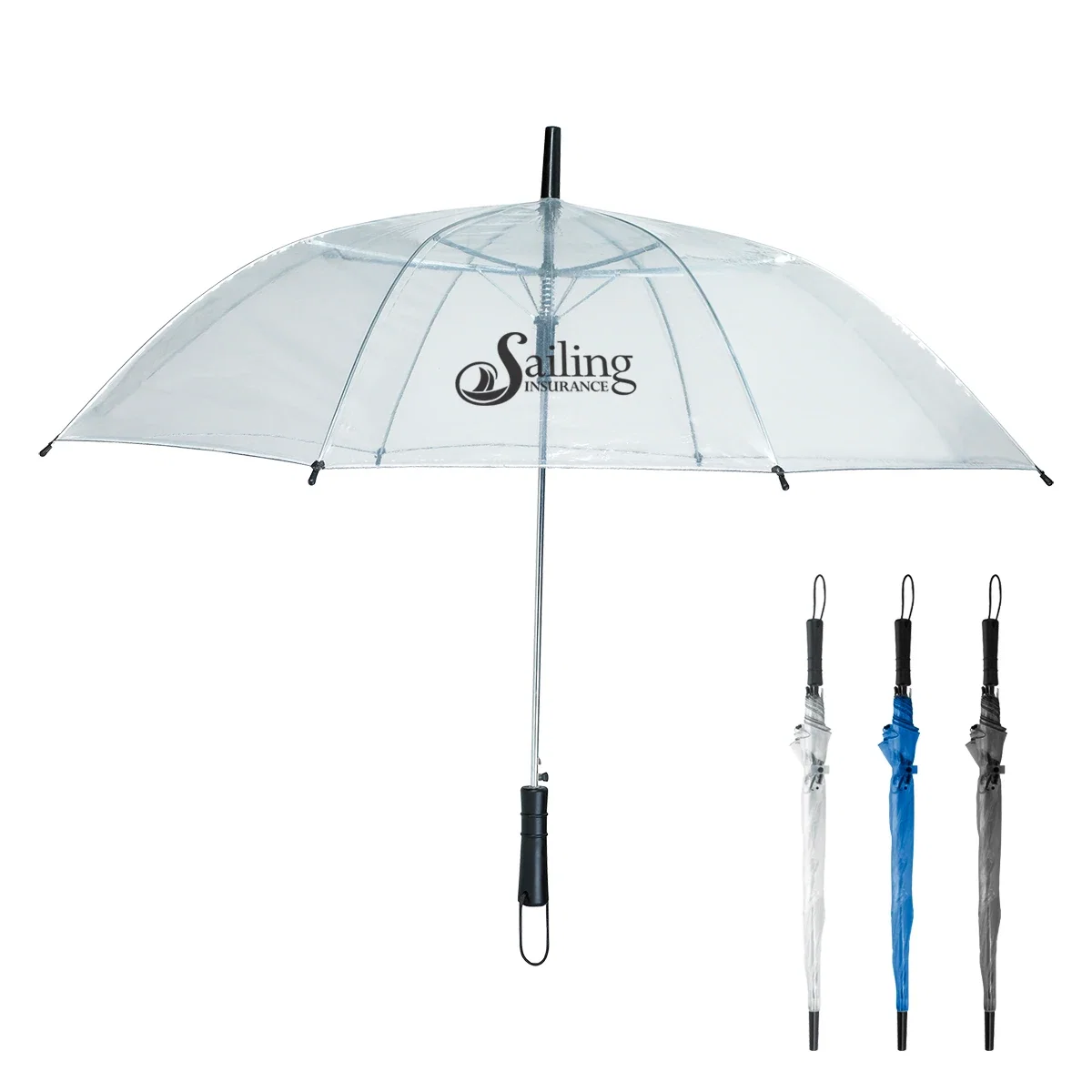 Folded rain protector with its strap fastened closed