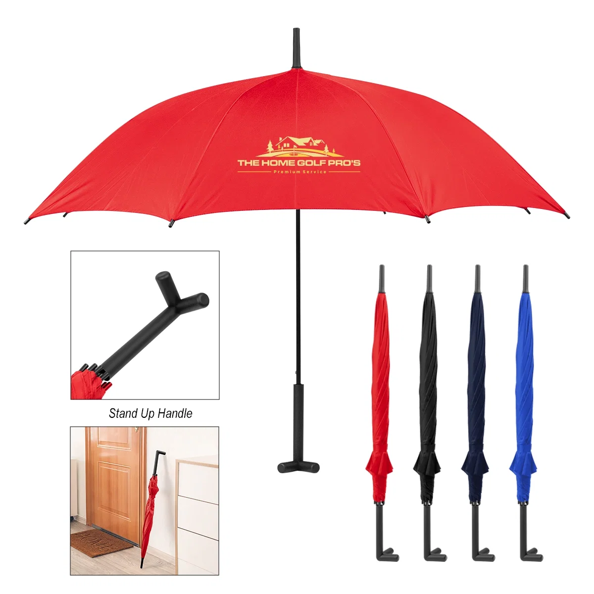 Rain umbrella with a 46 inch arc canopy and a prop stand