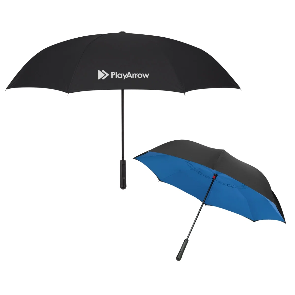 Two-tone inversion umbrella opened to show the canopy