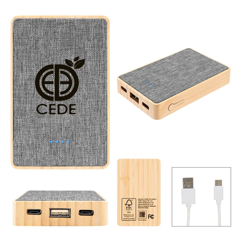 - 5,000 mAh Bamboo & rPET Power Bank — view 3