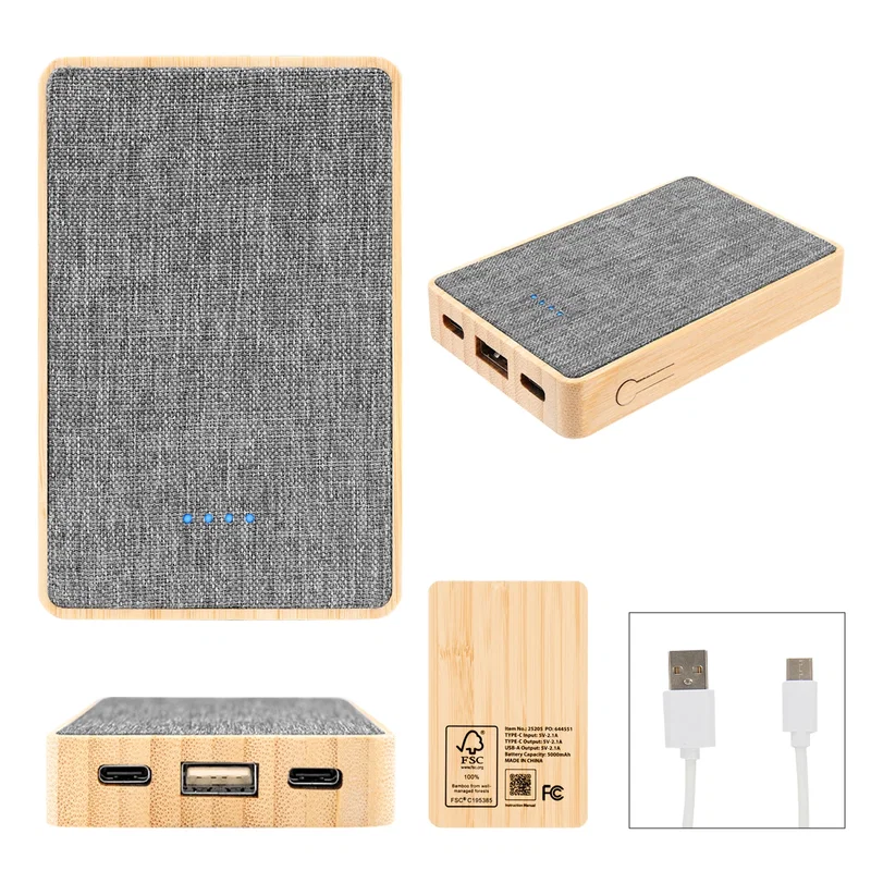 - 5,000 mAh Bamboo & rPET Power Bank — view 4
