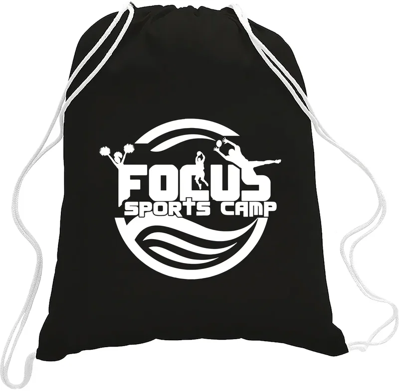 Branded Cotton Canvas Drawstring Backpack — view 5