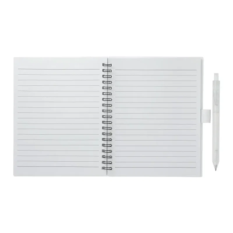 5.5” x 7” FSC® Recycled Spiral Notebook w/ RPET Pen — view 2