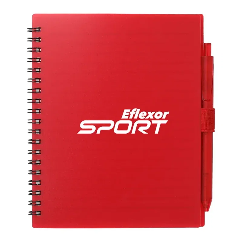 5.5” x 7” FSC® Recycled Spiral Notebook w/ RPET Pen — view 10