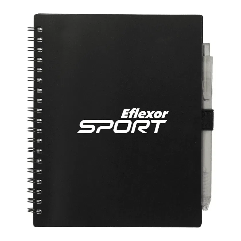 5.5” x 7” FSC® Recycled Spiral Notebook w/ RPET Pen — view 4