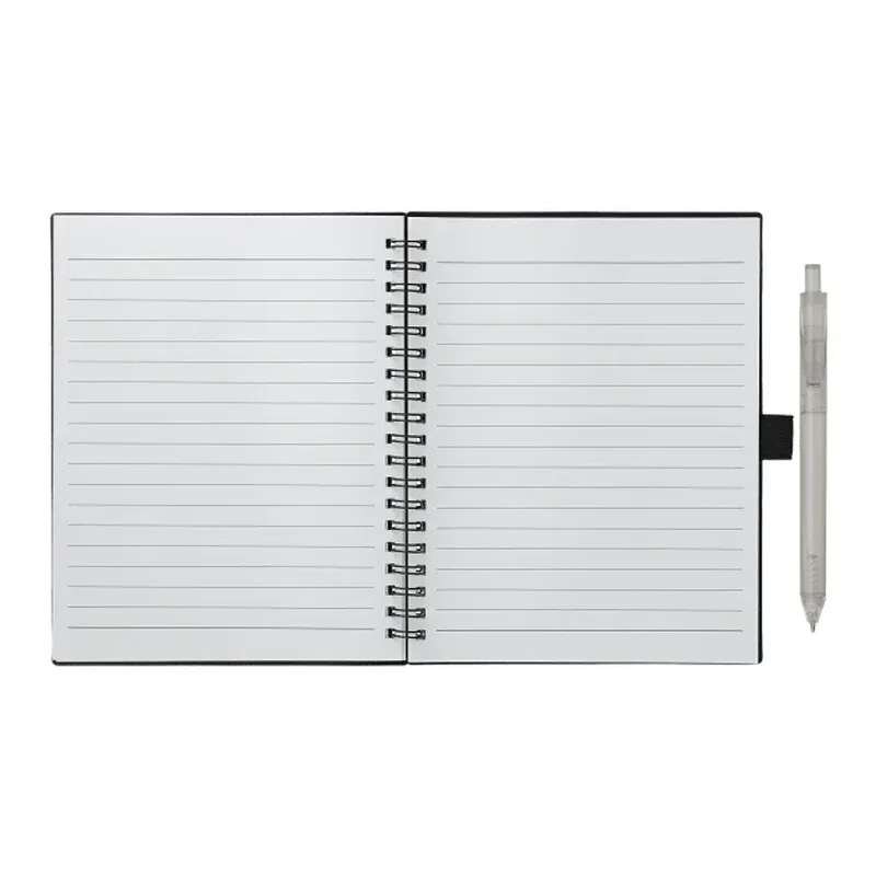 5.5” x 7” FSC® Recycled Spiral Notebook w/ RPET Pen — view 5