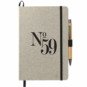 5.5" x 8.5" Recycled Cotton JournalBook Set with Bamboo Pen