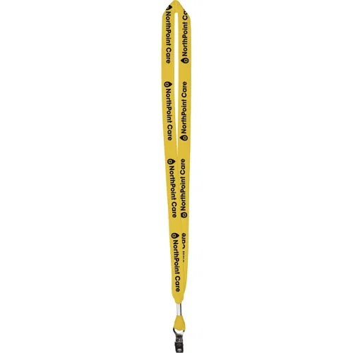 5/8" cotton lanyard, 1-ply screen-printed neck strap with metal hook attachment, front hero view