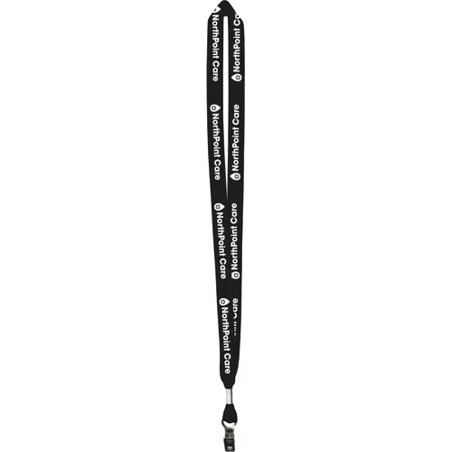 5/8" cotton lanyard shown flat to display the screen-printed imprint area on the strap