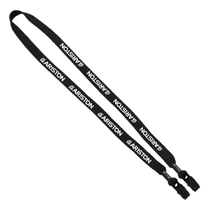 Double-Ended Polyester Shoelace Lanyard with Metal Crimp and Metal Bulldog Clip - 5/8"