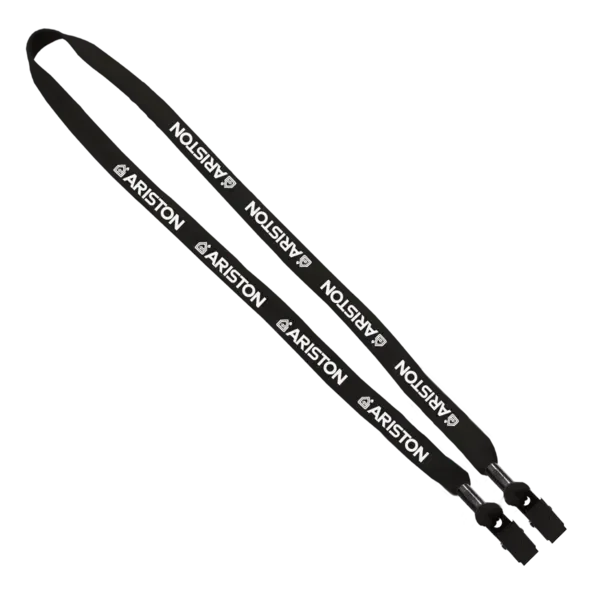 Double-Ended Polyester Shoelace Lanyard with Metal Crimp and Metal Bulldog Clip - 5/8"