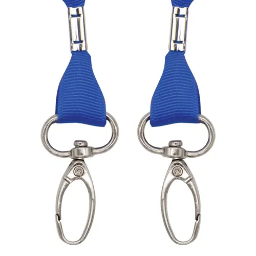 Double-sided polyester ribbon lanyard showing front and back sublimation print