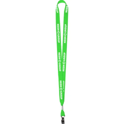 Neon green 5/8-inch polyester web lanyard, screen printed promotional lanyard
