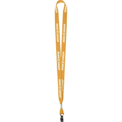 Neon pink 5/8-inch polyester web lanyard, made-to-order promotional lanyard