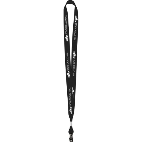 5/8" grosgrain value lanyard in black, ribbed polyester neck strap