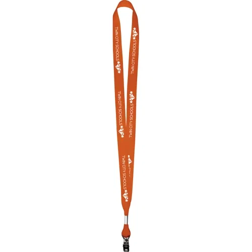 5/8" polyester grosgrain lanyard in red, screen-printed neck strap