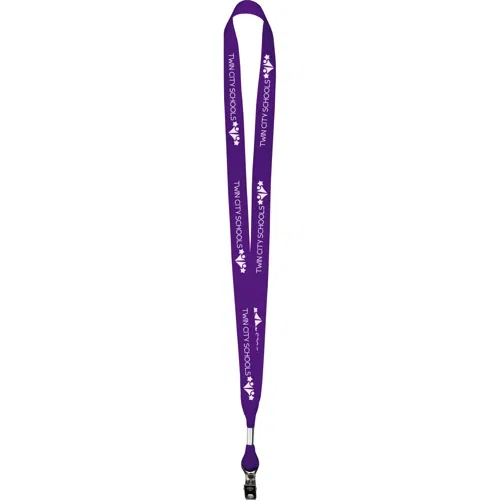 5/8" polyester grosgrain lanyard in orange, value screen-printed strap