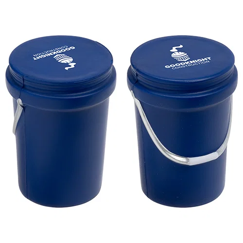 5-gallon bucket stress reliever with custom logo, front view
