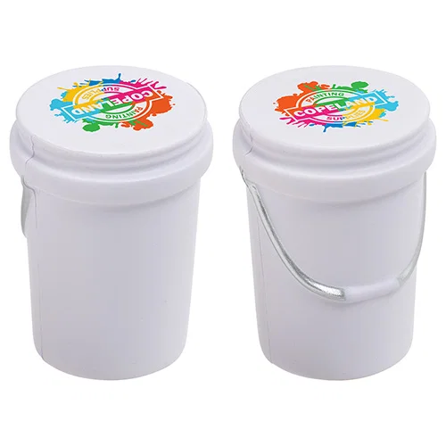5-gallon bucket promotional stress reliever, imprint area detail