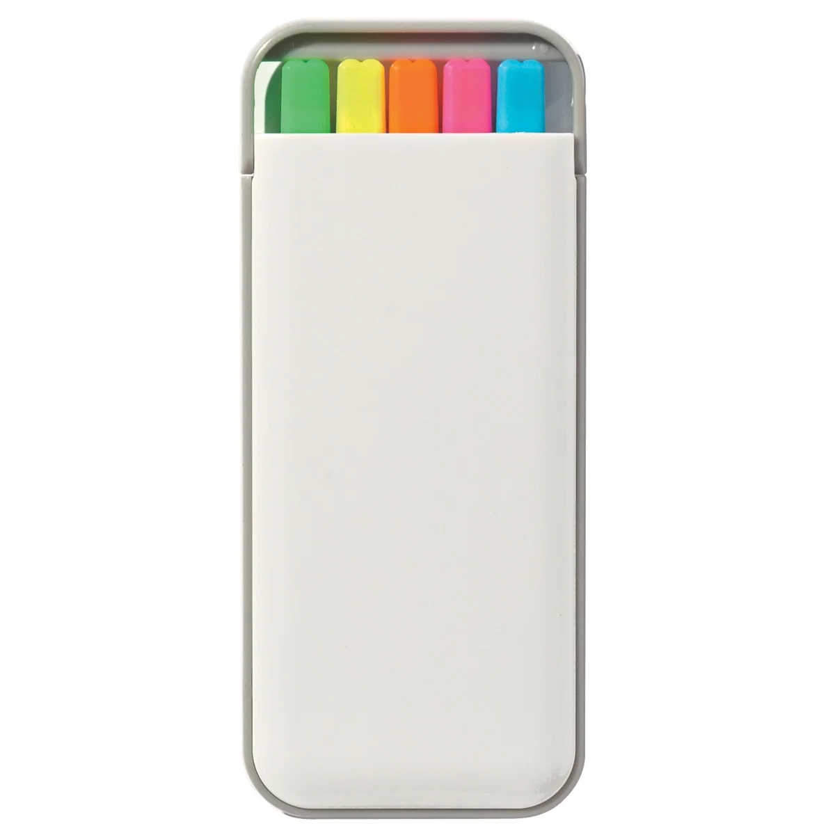 Individual highlighter removed and held beside the holder