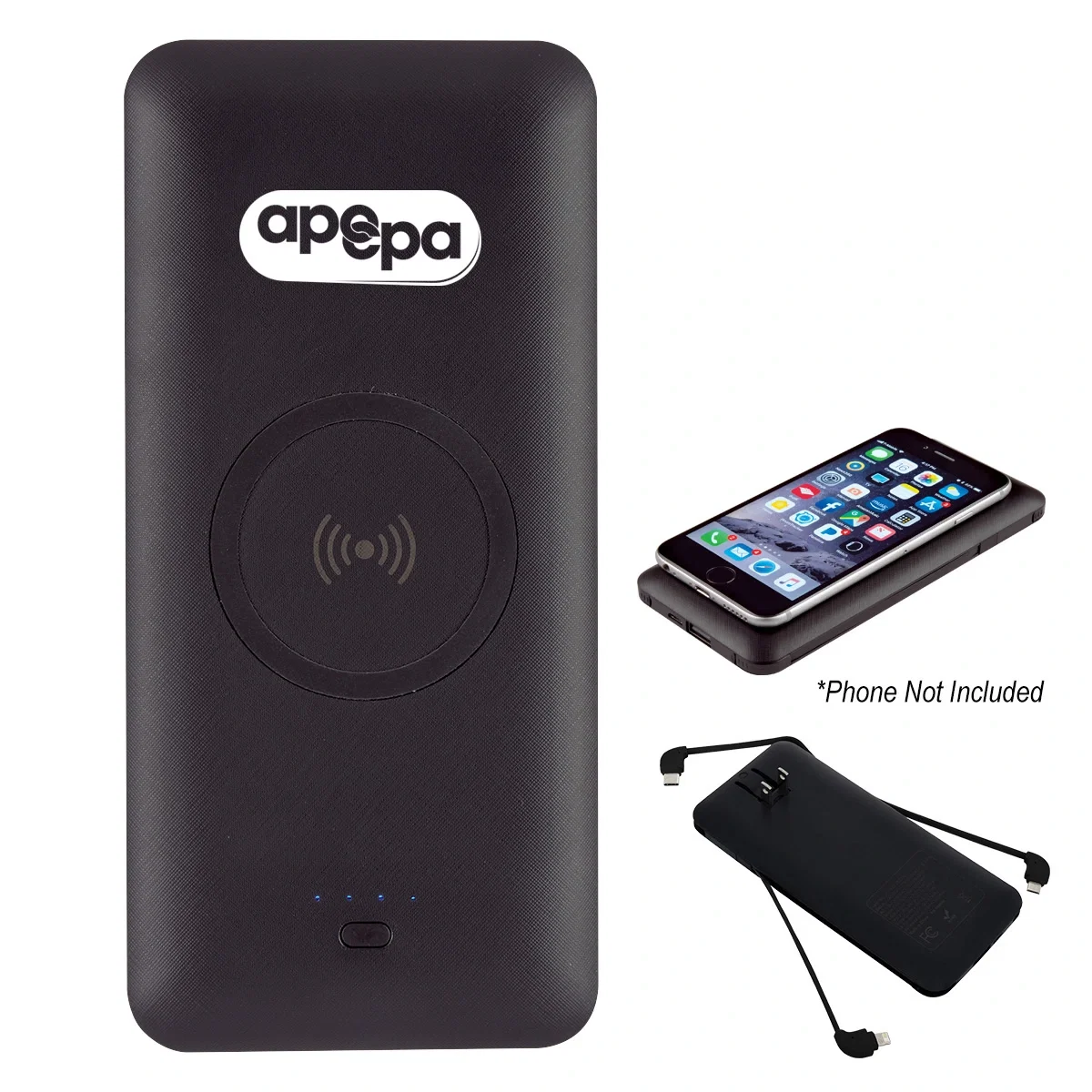Ports along the bottom of the rectangular battery pack
