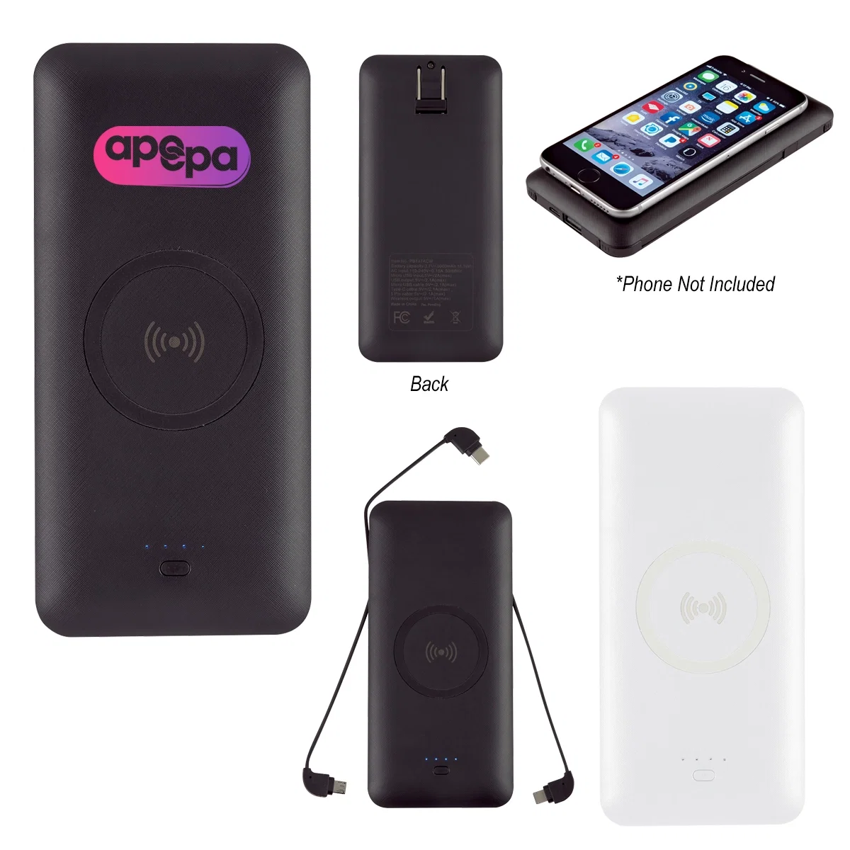 Five-in-one wireless power bank shown from the front
