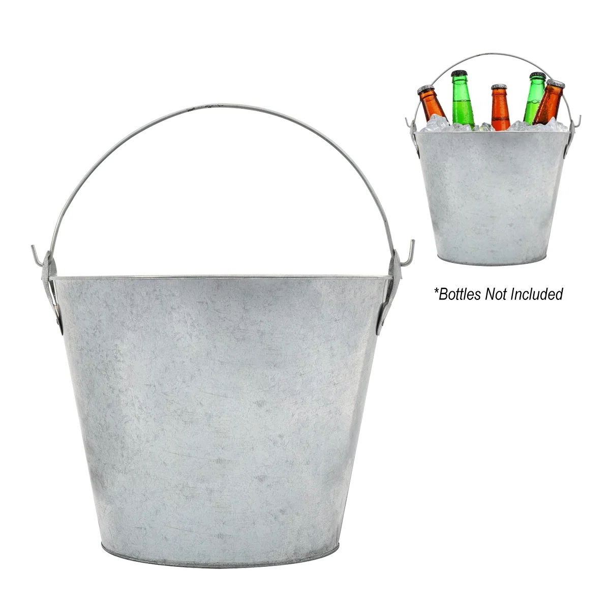 Rolled rim edge around the top of the bucket