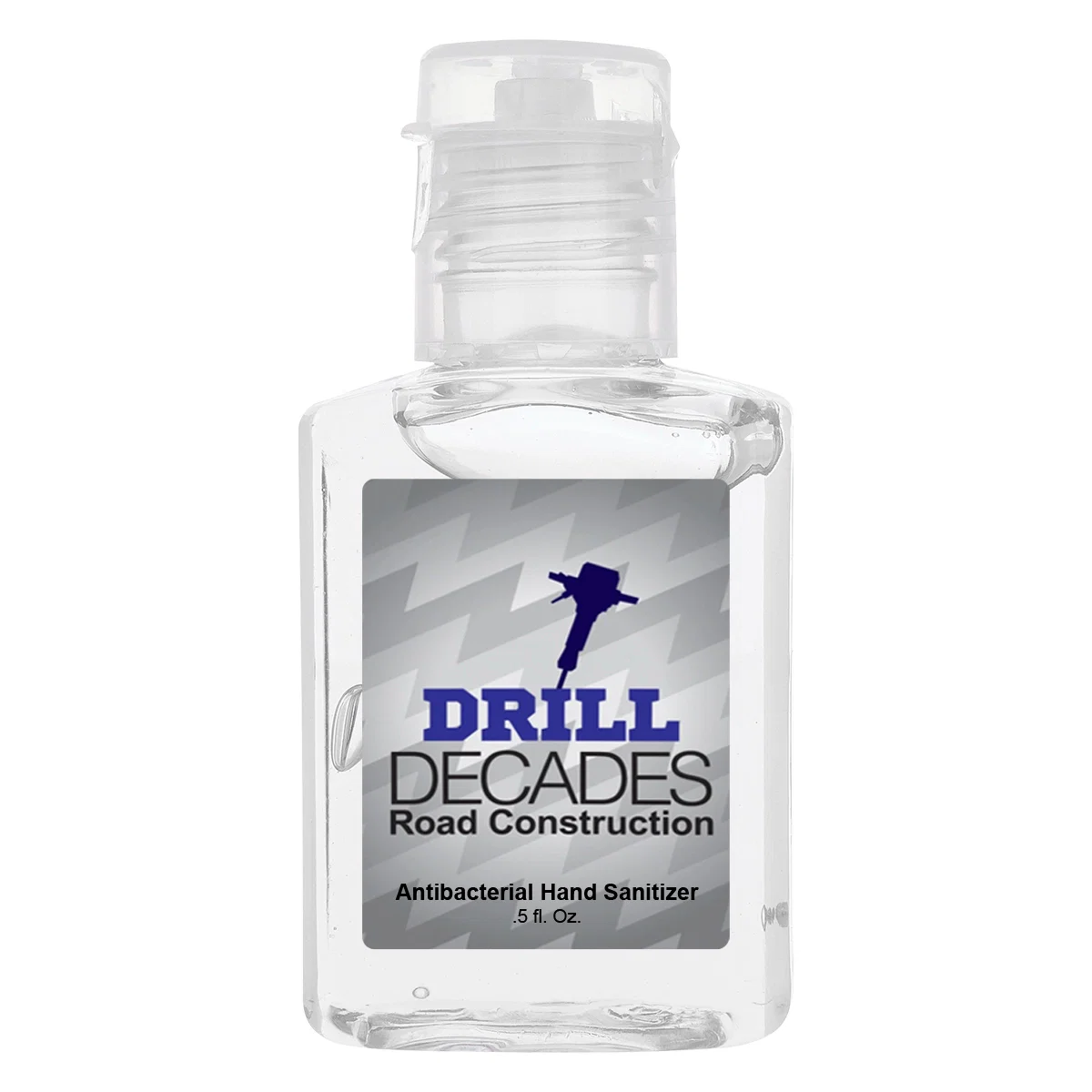Two ounce bottle standing upright on a plain surface