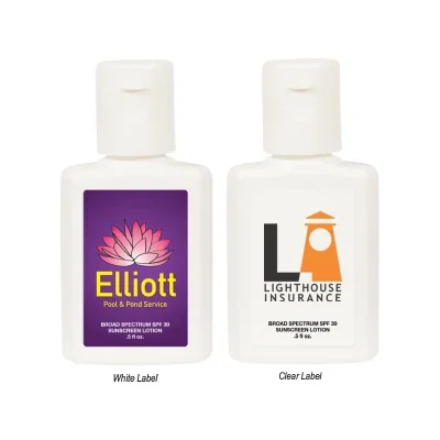 Half ounce sunscreen bottle in white plastic