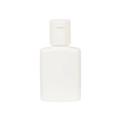 Flip top cap on the small travel bottle