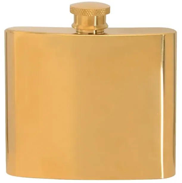 Custom Gold Plated Stainless Steel Hip Flask - 5 oz. — view 2