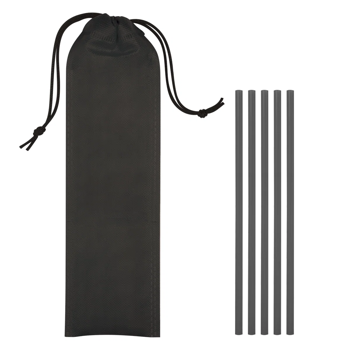 Translucent black straw set with its color-matched travel pouch