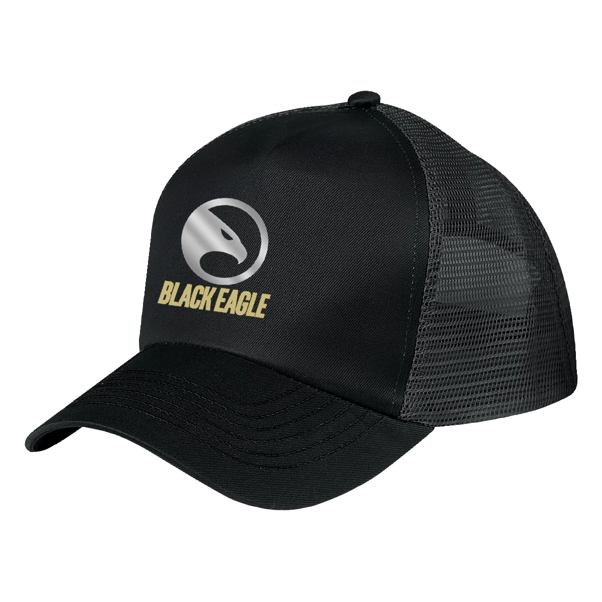 Five panel cap with a mesh back in black