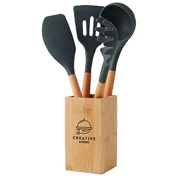 5-Piece Bamboo & Silicone Utensil Set — view 2