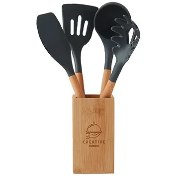 5-Piece Bamboo & Silicone Utensil Set — view 4