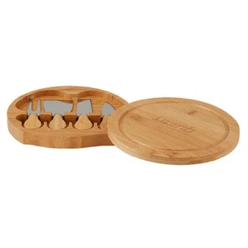 5-Piece Swivel Top Bamboo Cheese Board Set — view 2