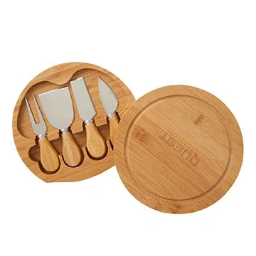 5-Piece Swivel Top Bamboo Cheese Board Set — view 3
